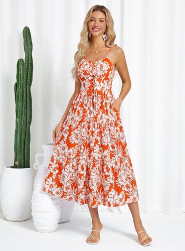 Image of GRACE KARIN 2026 Women's Spaghetti Vacation Sundress Summer Beach Flowy Boho Floral Maxi Dresses with Pockets