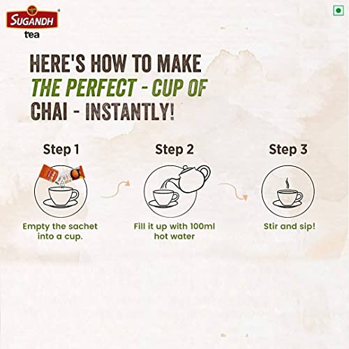 Image of Sugandh Quik Sip Instant Masala Chai Premix (Pack of 2) - Single Serve Sachets - 2 Boxes of 10 Sachets each