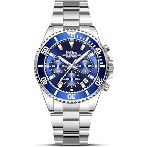 BIDEN Herren Analog Quarz Uhr mit Edelstahl Armband BIDEN-0163