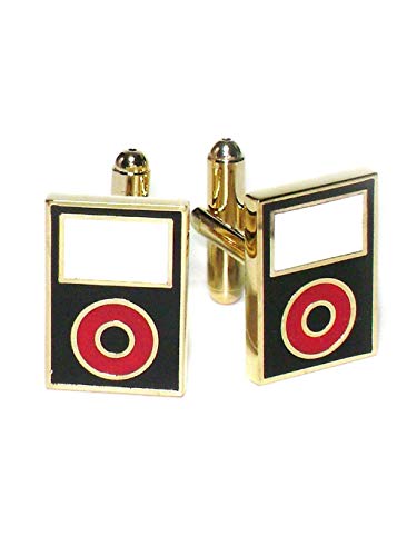 Mancuernillas para hombre tonos dorado con diseño MP3 negro