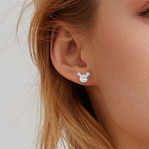 Mouse Earrings Sterling Silver Cute Animal Stud Earrings for Women Hypoallergenic Cubic Zirconia Lovely Earring for Sister3