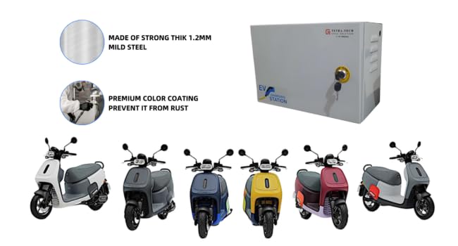 Image of Duel Charge Anchor & POLYCAB Standard Materials for EV Charger Safety Box, Suitable for All Brand Electric Scooters & Cars to Safe Charging at Parking lot. with safty Lock,Gasket (16 AMP + 16 AMP)