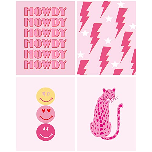 Tinlade 4 Pcs Diamond Painting Preppy by Number Kits 5d Pink Diamond Painting Kits Aesthetic Gem Art for Adults Preppy Wall Decor for Teen Home Bedroom College Dorm Room, 11.8 x 9.8 Inch