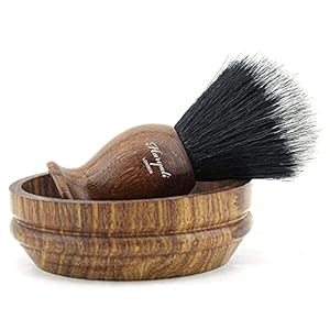 Haryali London Shaving Brush Set Synthetic Hair Shaving Brush and Soap Bowl Elegant Vintage Shaving kit for Men -Eco Friendly Vegan Bristle and Durable Wooden Shaving Set