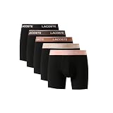 Lacoste Men's Cotton Stretch Essentials Boxer Briefs, 5-pack (Amazon Exclusives), Black/Miami/Lionne/Pecan, Medium