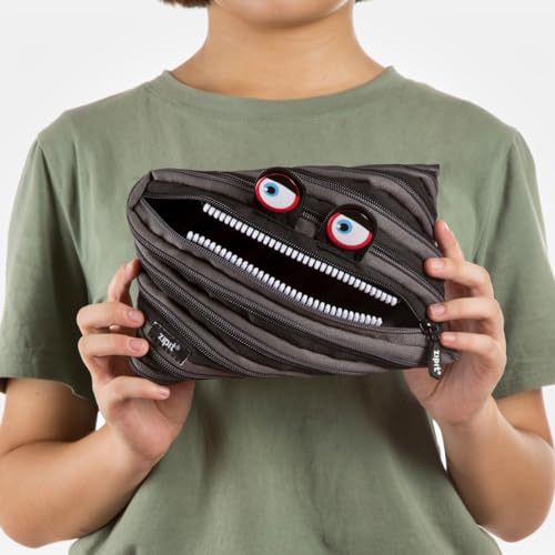 Image of ZIPIT Wildlings Large Pencil Case for Kids, Cute Zipper Pouch for Boys Girls and Teens, Stationery Bag for School ,Black