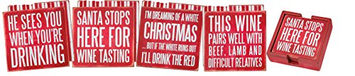 Primitives By Kathy Box Sign Coasters (Set of 4) - Xmas Wine
