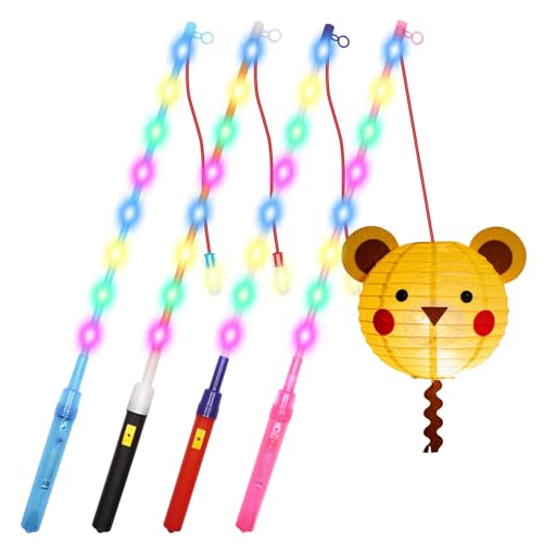 JUNUNDJING 4 farolillos LED de 50 cm, para niños, 8 luces, farolillos eléctricos para niños, varas eléctricas para farolillos St Martin, Museos de Martín, Halloween, obsequios