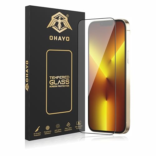 Image of OHAYO Military-Grade Tempered Glass Screen Protector Compatible with iPhone 13 Pro Max & iPhone 14 Plus (6.7 inch) | Edge-to-Edge Gorilla Glass | Black | Easy Installation Kit Included