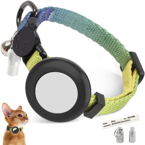 Airtag Katzenhalsband Breakaway, Reflektierendes Kätzchenhalsband Mit Airtag-Halterung Und Glocke, Bequeme Polsterung, Verstellbar, Langlebig, Passend Für Katzen ( Lila, S