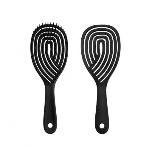 Image of Detangling Hair Brush for Women & Men- Anti Hair Fall Comb for Curly, Wavy & Straight Hair | Hair Straightening Brush, Wet & Dry Styling Brush | Scalp Massager, Frizz Control & Tangle (vented paddle Black)