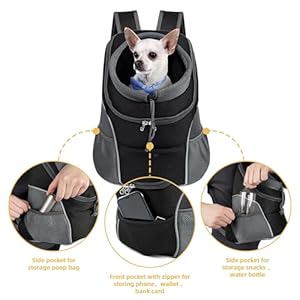 WOYYHO Pet Dog Carrier Backpack, Small Dog Front Backpack Ventilated Dog Carrier Back Pack with Storage Pockets, Adjustable Straps & Safety Belt for Travel Hiking Outdoor (Size M: 5-9 lbs, Black) WOYYHO Pet Dog Carrier Backpack Small Dog Front Backpack Ventilated Dog Carrier Back Pack with Storage Pockets Adjustable Straps Safety Belt for Travel Hiking Outdoor Size M 5 9 lbs Black