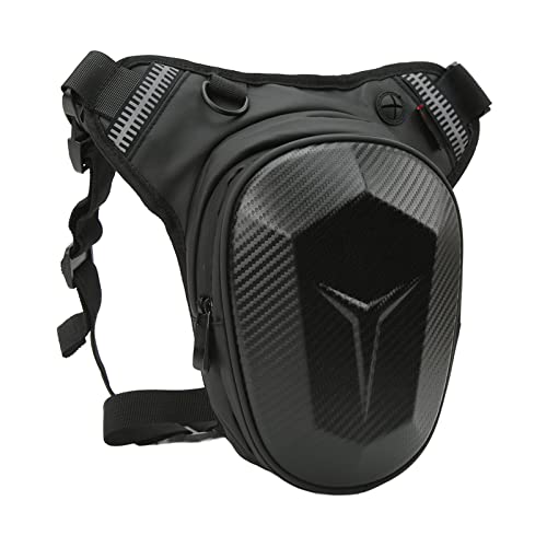 Motorcycle Drop Leg Bag, Reflective Strip Thigh Pack Waterproof for Cycling for Fishing (Carbon Fiber)