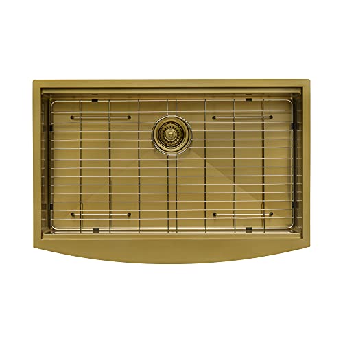 Ruvati 36-Inch Matte Gold Workstation Apron-Front Brass Tone Stainless Steel Kitchen Sink - Rvh9308Gg #TOP5
