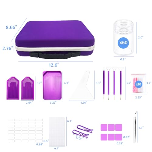 Lirunqiu US1-BAG-PURPLE Diamond Painting Storage Containers, 60 Slots Diamond Painting Accessories And Tools For Diamond Art Organizer Case thumb #5