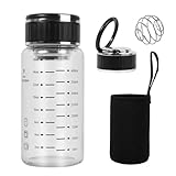 Kireida Protein Shaker Glas 500ml mit Deckel und Griff, Breiter Mund Sport Nutrition Shaker mit Messskalen, für Protein Mix, Smoothies, Eistee, Milch, Kaffee