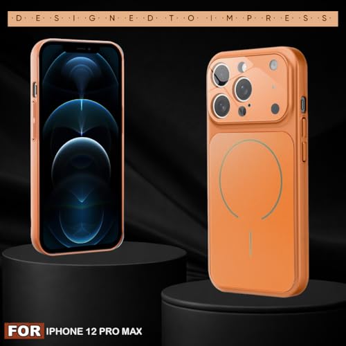 Image of SHINESTAR Premium Luxury Case Compatible with iPhone 12 Pro Max | Protective Back Cover with Camera Lens Safety | Wireless Charging Support | Slim Fit Durable Design | Enhanced Grip Protection Orange