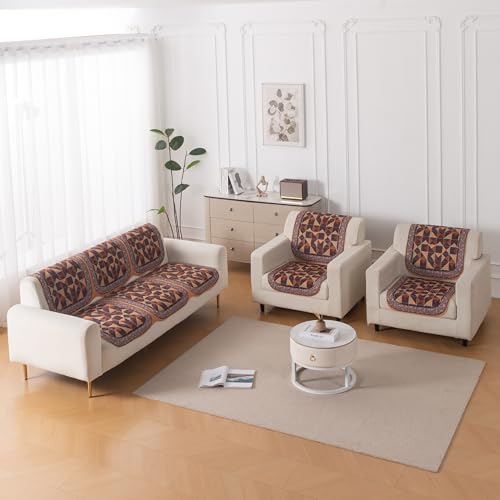 Image of HOKIPO HeavenHue Sofa Cover 5 Seater Panel Set 3+1+1, Rustic Mosaic