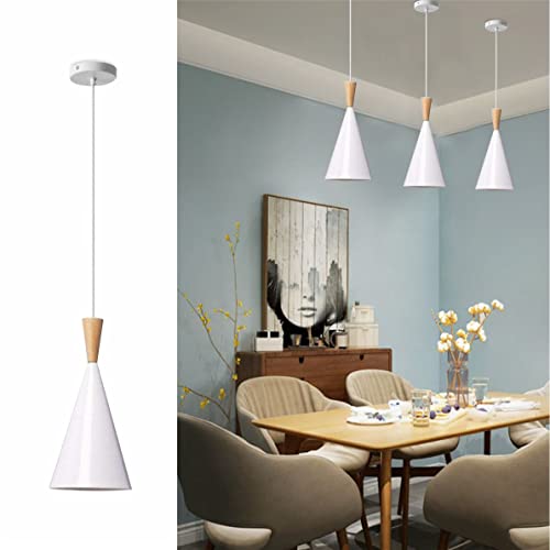 70% Off Everything BOKT Single Light Ceiling Pendant Light fixtures White Wooden Pendant Light for Kitchen Living Room Bedroom Home Decor (Style A) (Hardwired-A)
