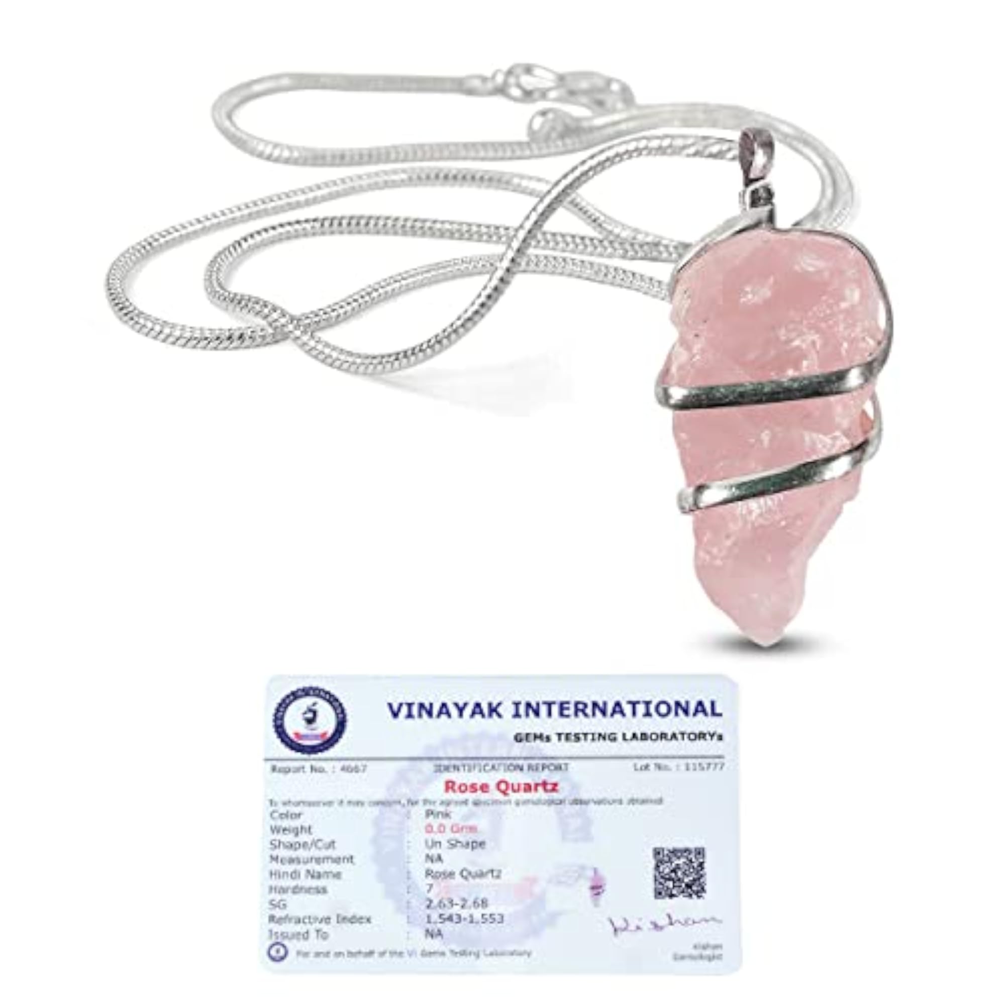 AAA Certified Natural Rose Quartz Pendant Wire Wrapped