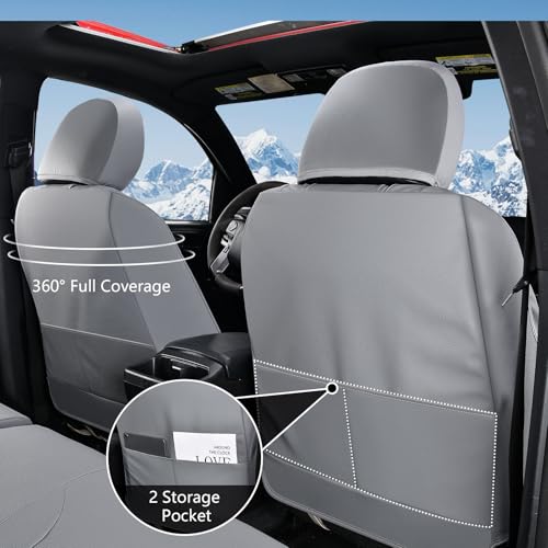Image of Truckiipa Tacoma Leather Seat Covers Front Pickup Truck Seat Covers Custom Fit for 2005-2015 Toyota Tacoma Double Crew Cab, Front Pair, Gray