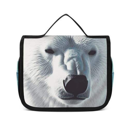 Trousse de toilette ours polaire imperméable de voyage pour homme et femme blanc 22cm