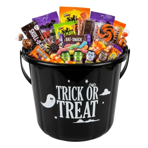 Gem Imports Black Halloween Trick Or Treat Candy Bucket 18cm