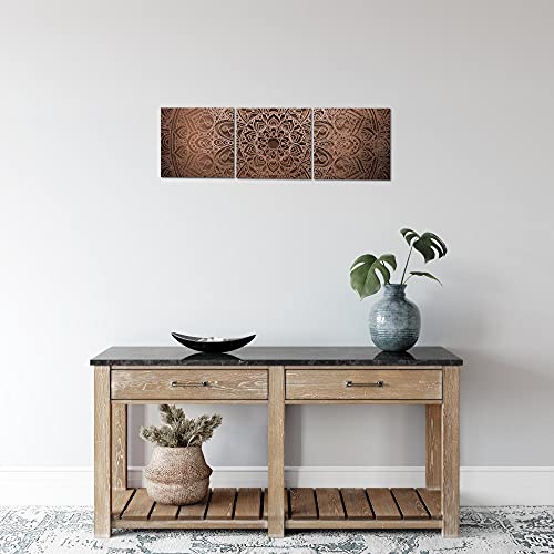 Bilder Mandala 3 Teilig Bild auf Vlies Leinwand Deko Wohnzimmer 90 x 30 cm Ornamente Beige Braun 101234c – Bild 5