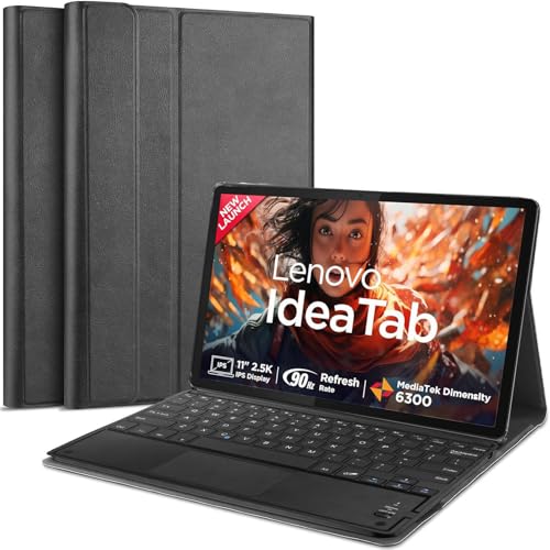 Image of HOM Tri-Fold Detachable Wireless Bluetooth Keyboard with Trackpad /Touchpad Tablet Cover Case for Lenovo Idea Tab 11-inch 2025 Tablet