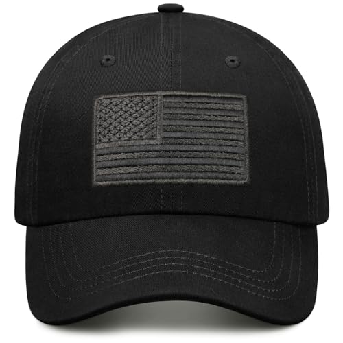 American Flag Baseball Cap - Cotton Unstructured Patriotic Hats for Men Women - Low Profile & Adjustable Fit for Daily Wear-Black - Image 4
