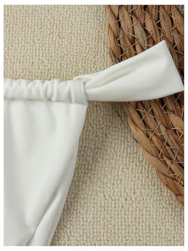 GORGLITTER Women's Flower Strapless Bandeau Swimsuit High Cut String Thong Bikini Set Bathing Suit4