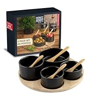 Moritz & Moritz Set di ciotole da portata nero incl. cucchiaio - Set di ciotole come ciotole per tapas, ciotole per dip, ciotole per snack e ciotole per tapas
