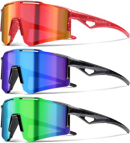SQOQS 3PACK Kids Sunglasses Youth Baseball Sunglasses for Boys Girls - Softball Cycling Sports Sun Glasses UV400 Protection