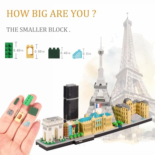 Paris Skyline Architecture Set: Eiffel Tower & Louvre Model for Adults and Ages 14+, 3680 PCS