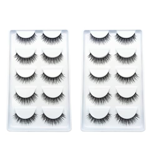 HAKIDZEL Pestañas Postizas Naturales Negras 10 Pares de Fibra Química Suaves y Realistas para Maquillaje y Uso Personal o Profesional Fácil de Usar