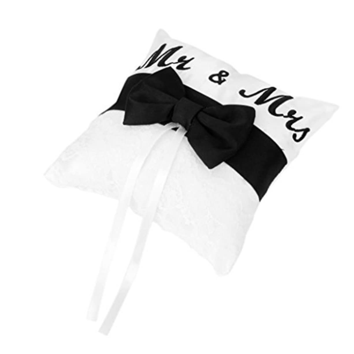 STOBAZA 2stücke Satin Ringkissen Mit Schleife Für Hochzeiten Design Schwarz Für Zeremonien Und Verlobungen Handgefertigt Satin