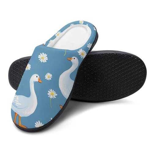 Goose Print Cotton Slippers for Women Warm Slippers Anti Slip House Shoes4