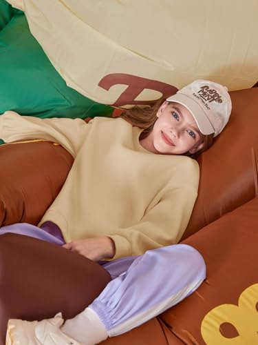 Image of Haloumoning Girls Oversized Crewneck Sweatshirts Kids Fleece Pullover Tops