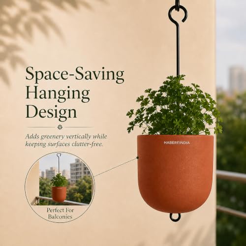Image of Habere India-All the Cultures Fabricating India Pot for Plants | Flower Pots for Garden, Dining Table & Home Decor | Terracotta Flower Pot for Living Room Decoration (Red, Dia15 x H15 cm)