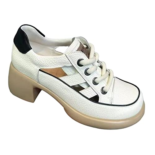 Vaveren Sandálias de Salto Feminino Sapatos de Respirável Moda Casual do Pé Fechado Salto Alto Tênis