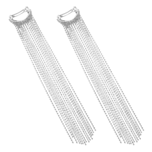 Pinzas cabello borlas ibasenice en aleación de plata con gemas brillantes juego de 2 piezas