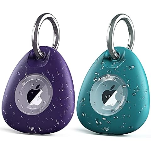 [2 Pack] Petocase for AirTag Holder IPX8 Waterproof, Airtags Case with Key Ring Full Body Shockproof Anti-Scratch Cover for Air Tag Tracker Finder Locator for Pet Cat Dog Collar, Keys, Luggage & More Cover