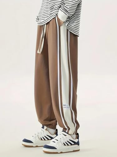 Image of Q - RIOUS Men's Black Colorblock Jogger Sweatpant | Contrast Side Stripe Sportswear | Casual & Gym Wear
