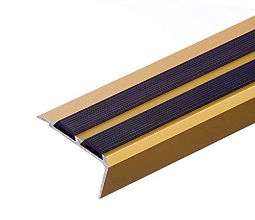 70.86 or 98.43 Aluminium Anti Non Slip Stair Edge Nosing Trim TMW Profiles (2500x35x20Mm Gold)