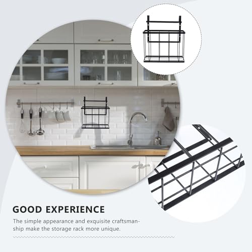 Cuisine encombrée solution panier suspendu acier noir sans percer - 4