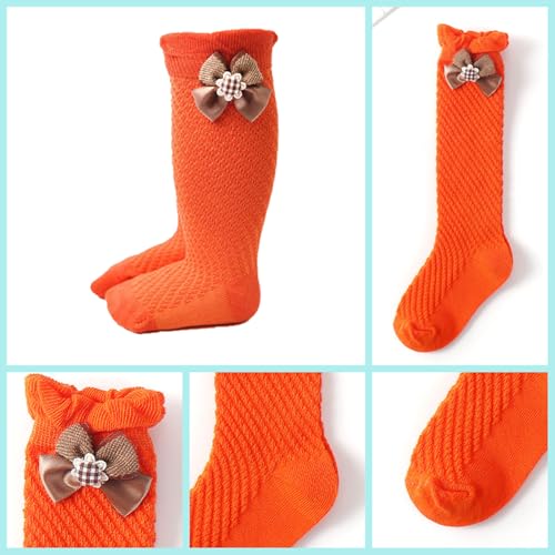 Baby Bow Knee High Socks Toddler Cotton Long Socks Infant Bow Ruffled Ruffle Uniform Stockings Girls Dress Socks4