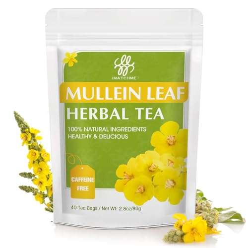 iMATCHME Mullein Leaf Tea Herbal Tea Mullein Tea Bags for Lung Cleanse Respiratory Support and Mucous Membranes Herbal Tea Caffeine Free Non-GMO 40 Tea Bags