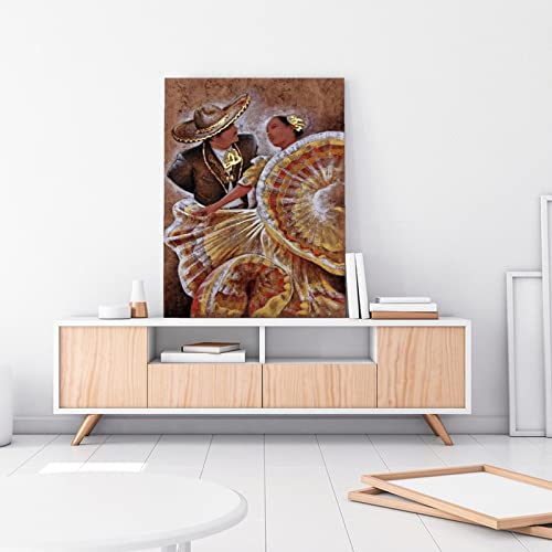 Canvas Art Mexican Folk Painting Traditional Costume Dancer Canvas Print Aesthetic Poster Canvas Painting Canvas Painting Posters And Prints Wall Art Pictures For Living Room Bedroom Decor 24X32Inch( #TOP2