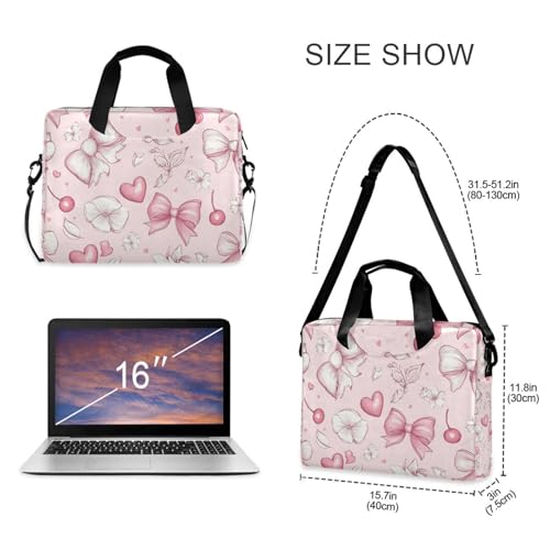 Bolsa maletín para laptop con patrón Cherry Bow rosa, 13-15.6 pulg miniatura 5