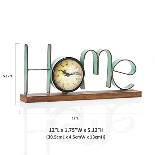 Yawill Desk & Shelf Clock - 5.12" H Antique Metal Wood Clock Vintage Green Letter Home With Battery Operated Round Quartz Clock For Living Room Dining Room Bedroom Office (Home) #TOP6